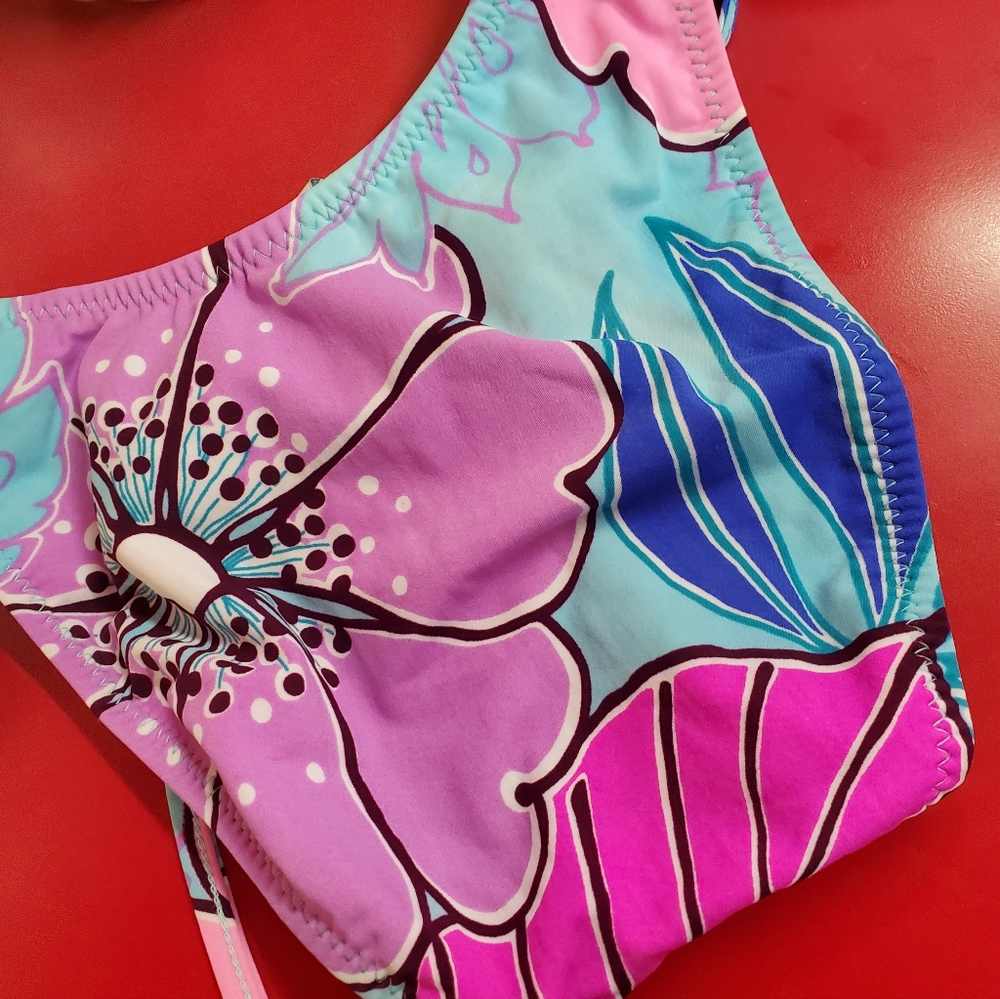 NWT CALIFORNIA WAVES Hawaiian Floral Crochet Tie Bikini Bottom - Small - Picture 4 of 7
